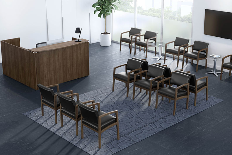 Provide guests and visitors with comfortable places to sit with guest seating